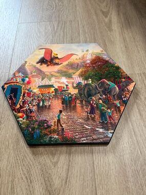 Disney Dumbo Carnival Scene Hexagonal Wall Art - Red, Blue, Green, Pink